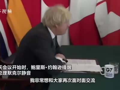 视频|G7举行线上视频会议 约翰逊提醒默克尔调静音