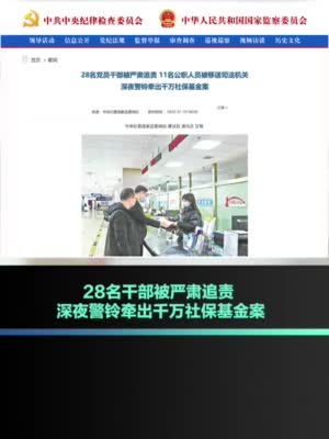 湖南省千万社保基金案全部追缴！28名干部被严肃追责 11名公职人员被移送司法机关