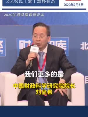 刘尚希：人的城镇化不充分 2亿农民工处于漂移状态