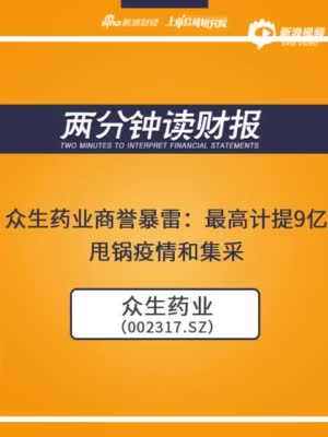 2分钟读财报|众生药业商誉暴雷：最高计提9亿 甩锅疫情和集采